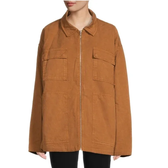 GOOD AMERICAN Women's Chore Dropped Shoulder Utility Jacket